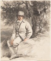 A Young Boy Seated Beneath a Tree