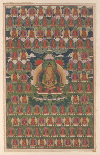 Amitayus Buddha Surrounded by One Hundred Buddhas