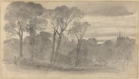 An Evening Landscape with a Distant Cathedral