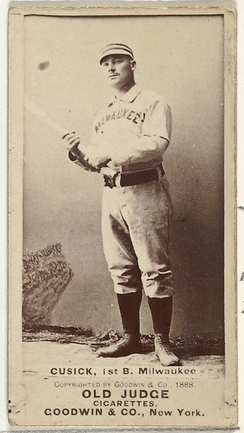Andrew J. "Andy" Cusick, 1st Base, Milwaukee, from the Old Judge series (N172) for Old Judge Cigarettes