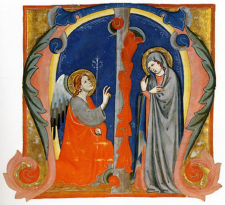 Annunciation in an Initial M