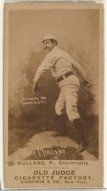 Anthony John "Tony" Mullane, Pitcher, Cincinnati, from the Old Judge series (N172) for Old Judge Cigarettes