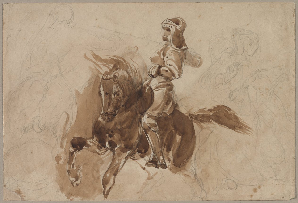 Armored Figure on Horseback (recto)