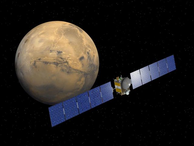 Artist Rendering of NASA Dawn Spacecraft Approaching Mars