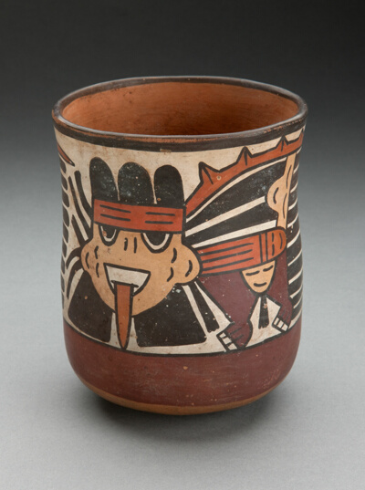 Beaker Depicting Ritual Figure Wearing Costume with Bird Attributes