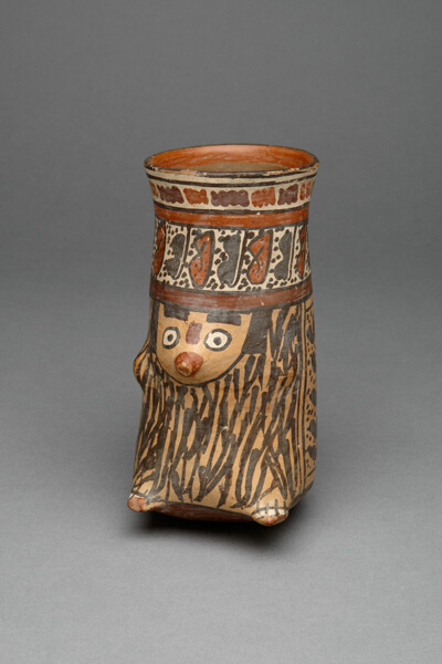 Beaker Molded in the Form of a Costumed Figure or Animal