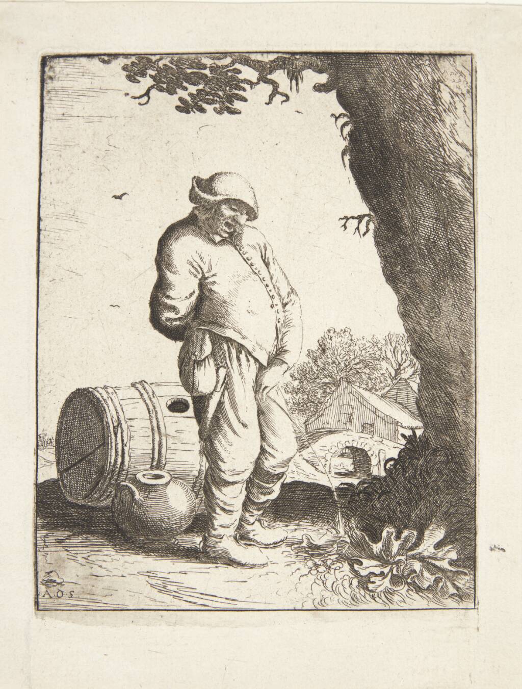 Bonde, der urinerer
