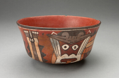 Bowl Depicting Costumed Ritual Performer with Serpent Attributes