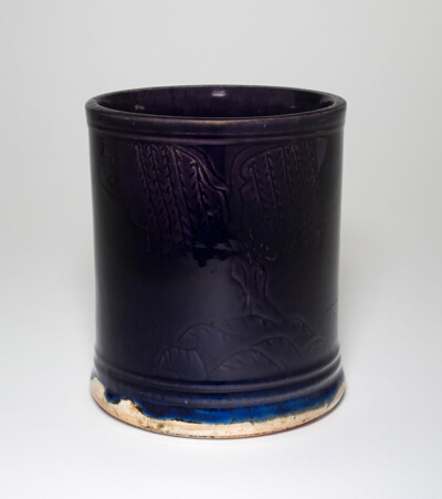 Brushpot with a Bird Flying by a Willow Tree