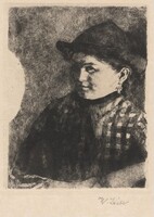 Bust of a Young Peasant Girl in a Plaid Jacket