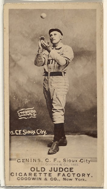 C. Frank Genins, Center Field, Sioux City Corn Huskers, from the Old Judge series (N172) for Old Judge Cigarettes