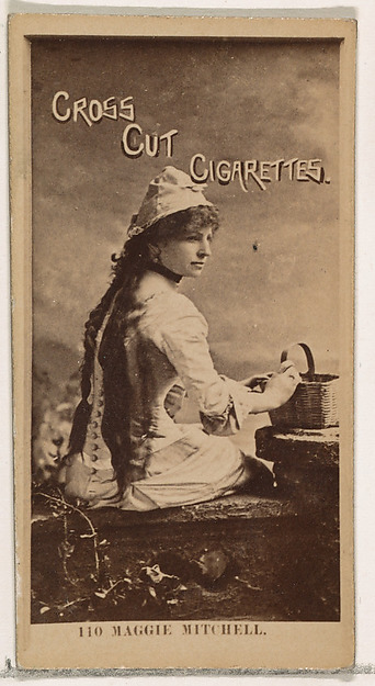 Card Number 110, Maggie Mitchell, from the Actors and Actresses series (N145-2) issued by Duke Sons & Co. to promote Cross Cut Cigarettes