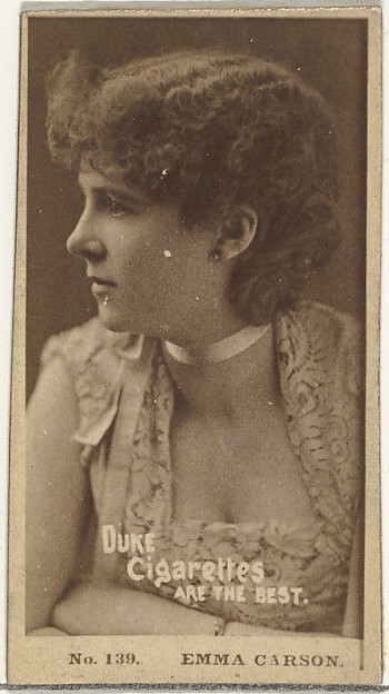 Card Number 139, Emma Carson, from the Actors and Actresses series (N145-6) issued by Duke Sons & Co. to promote Duke Cigarettes