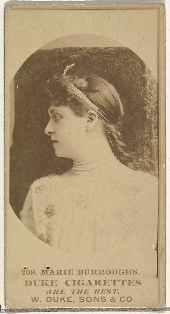 Card Number 209, Marie Burroughs, from the Actors and Actresses series (N145-7) issued by Duke Sons & Co. to promote Duke Cigarettes