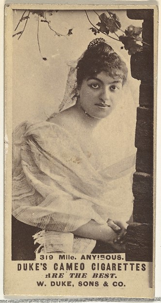 Card Number 319, Mlle. Anyibous, from the Actors and Actresses series (N145-5) issued by Duke Sons & Co. to promote Cameo Cigarettes