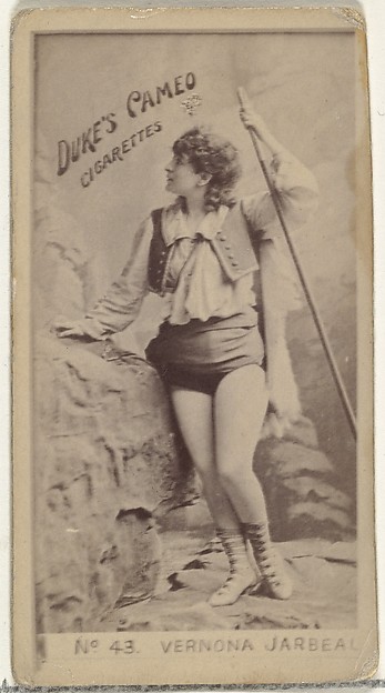 Card Number 43, Vernona Jarbeau, from the Actors and Actresses series (N145-4) issued by Duke Sons & Co. to promote Cameo Cigarettes
