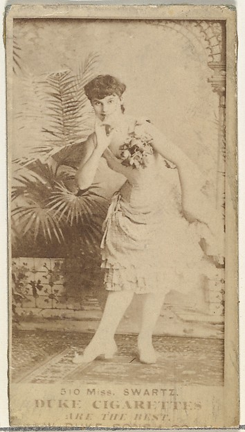 Card Number 510, Miss Schwartz, from the Actors and Actresses series (N145-7) issued by Duke Sons & Co. to promote Duke Cigarettes