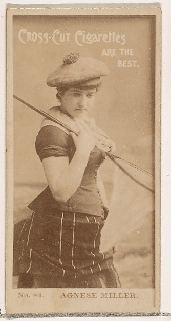 Card Number 84, Agnes Miller, from the Actors and Actresses series (N145-2) issued by Duke Sons & Co. to promote Cross Cut Cigarettes