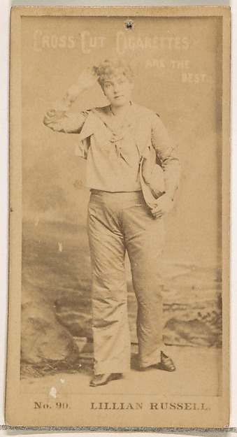 Card Number 90, Lillian Russell, from the Actors and Actresses series (N145-2) issued by Duke Sons & Co. to promote Cross Cut Cigarettes