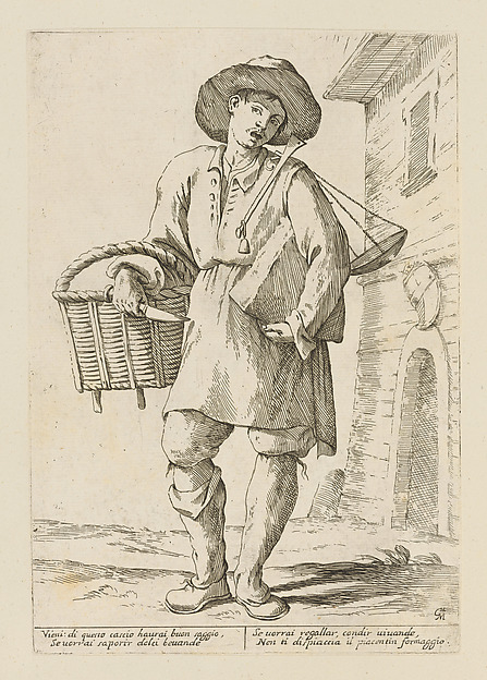 Cheese Vendor, plate 3 from "Di Bologna l'Arti per via D'An.ibal' Ca.rac"