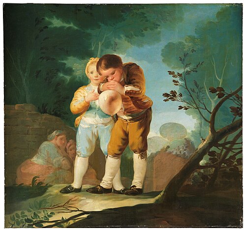 children inflating a bladder