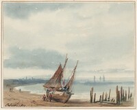 Coastal View in Normandy, with a Beached Boat