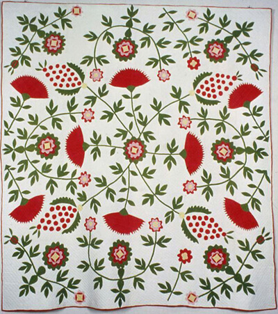 "Cockscomb, Rose Tree, and Pineapple" Quilt