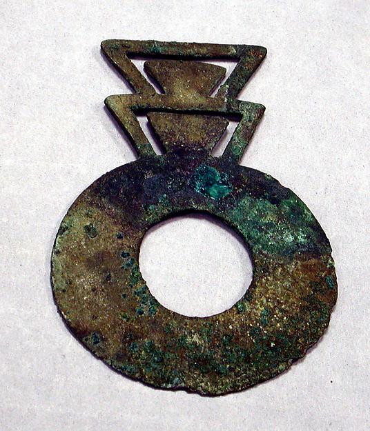 Copper Disk Ornament with Triangles