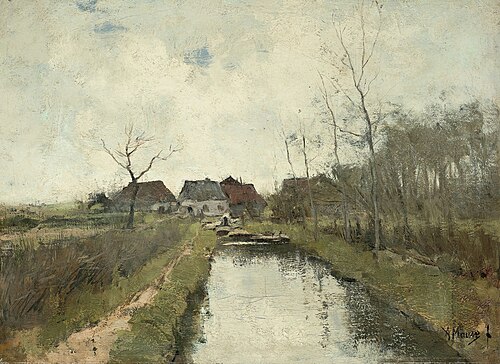 Cottages by a ditch