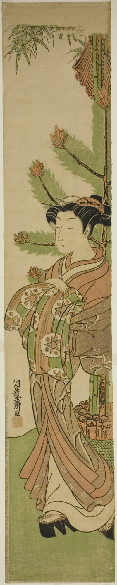 Courtesan in Front of New Year's Decoration of Pine and Bamboo