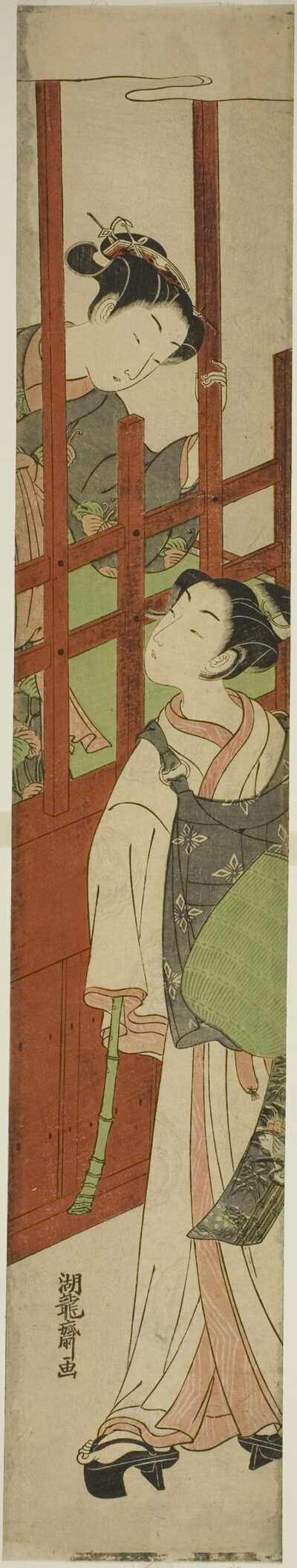 Courtesan Looks Down at Youth Dressed as Mendicant Monk