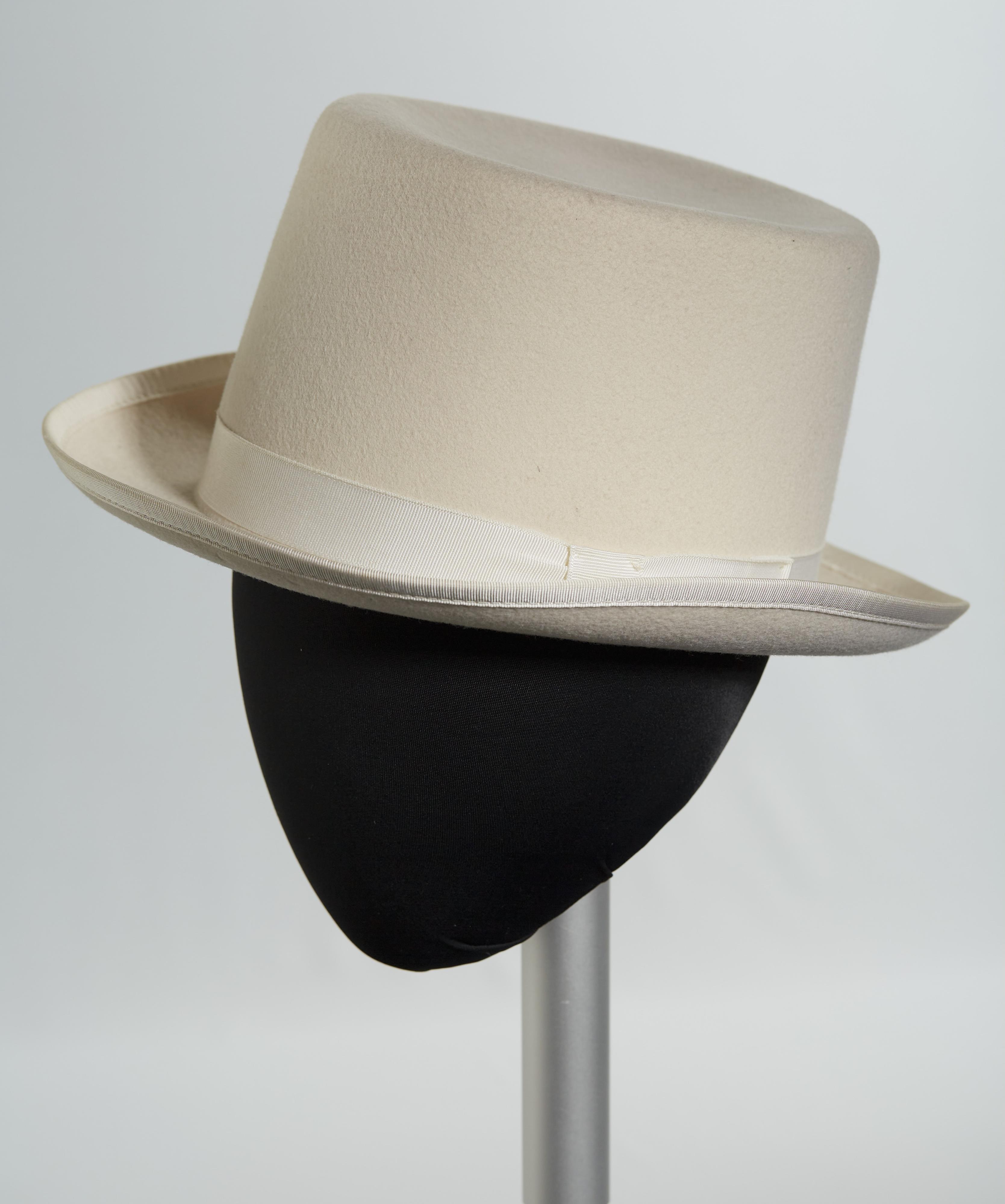 Cream wool top hat