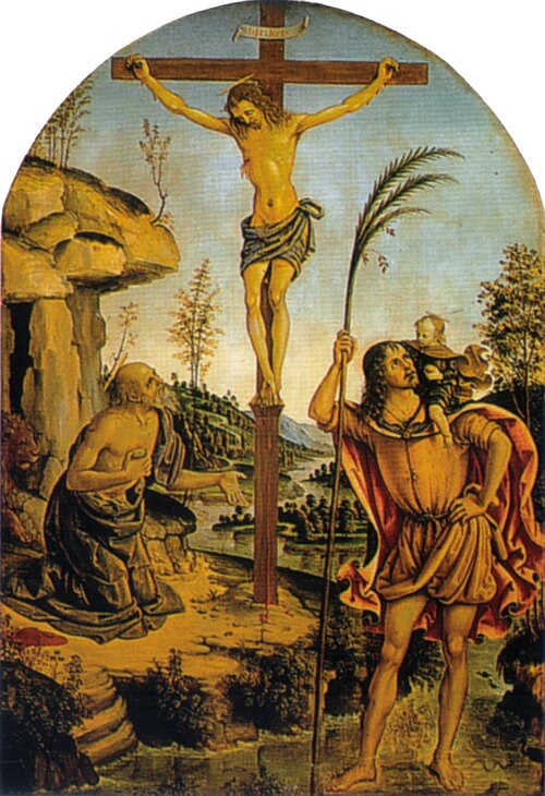 Crucifixion Between Saints Jerome and Christopher