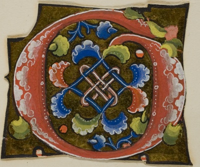 Decorated Initial "G" in Red with Conventional Flower from a Manuscript