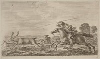 Deer Chased by Two Cavaliers