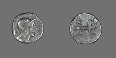 Denarius (Coin) Depicting a Helmeted Head of Attis