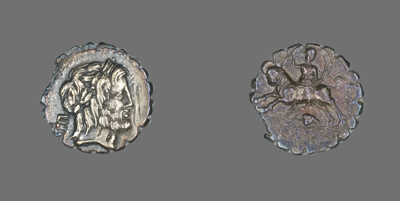 Denarius Serratus (Coin) Depicting the God Jupiter