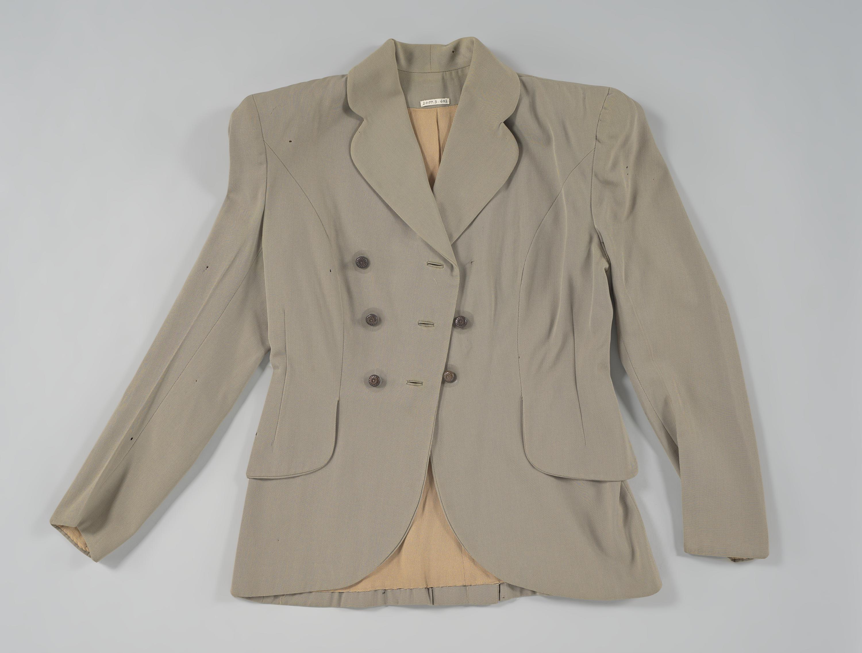Double breasted taupe suit jacket