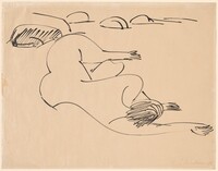 Erna Lying on the Beach among Rocks