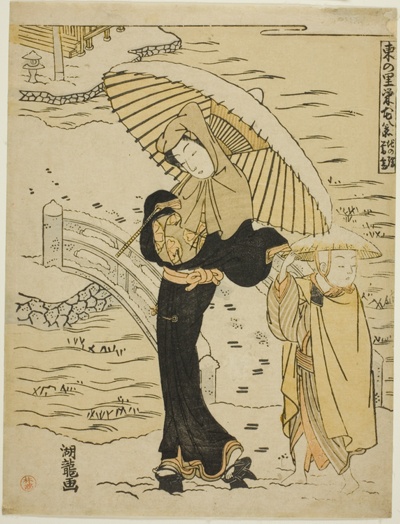 Evening Snow at Ikenohata (Ikenohata bosetsu), from the series "Eight Views of Prosperity in the Eastern Village (Azuma no sato eiga hakkei)"