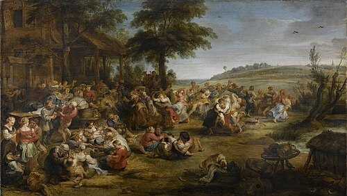 Feasting and dancing peasants