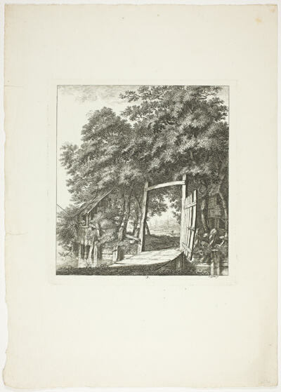 Fishing from a Window, plate three from Paysages Dédiés à M. Warelet