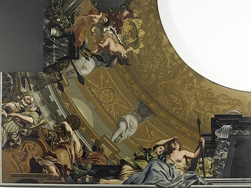 Five-part ceiling decoration for the great hall of Soestdijk Palace, with Diana and her companions as the principal representation
