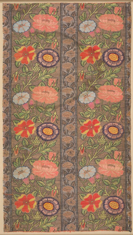 Floral striped silk on a golden ground