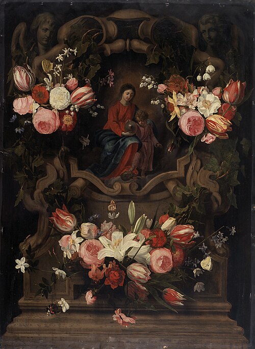 Flower garland with Immaculate Conception