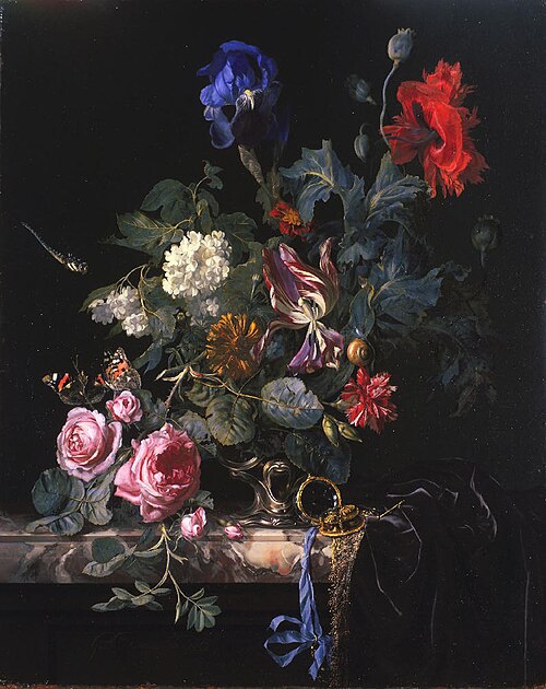 Flowers in a Silver Vase