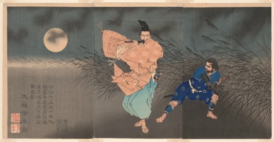Fujiwara no Yasumasa Playing His Flute in the Moonlight