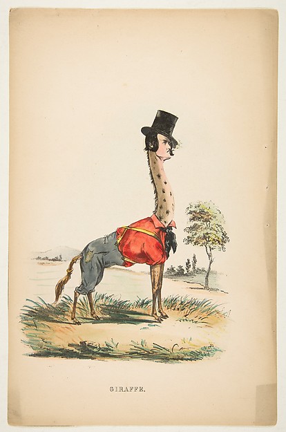 Giraffe (John E. Owens as Jakey), from "The Comic Natural History of the Human Race"
