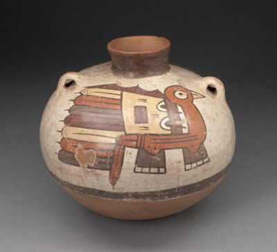 Handled Jar Depicing Abstract Bird