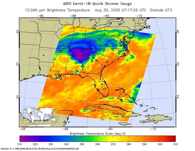 Hurricane Katrina as Observed by NASA Spaceborne Atmospheric Infrared Sounder AIRS